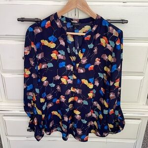 Beautiful print blouse with ginkgo pattern size extra large